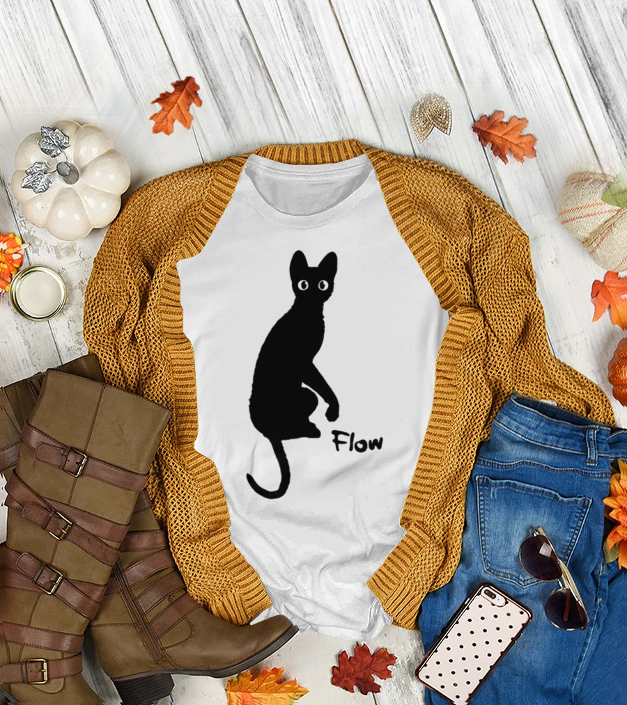 Flow Movie India Ink Cat Silhouette T-Shirt