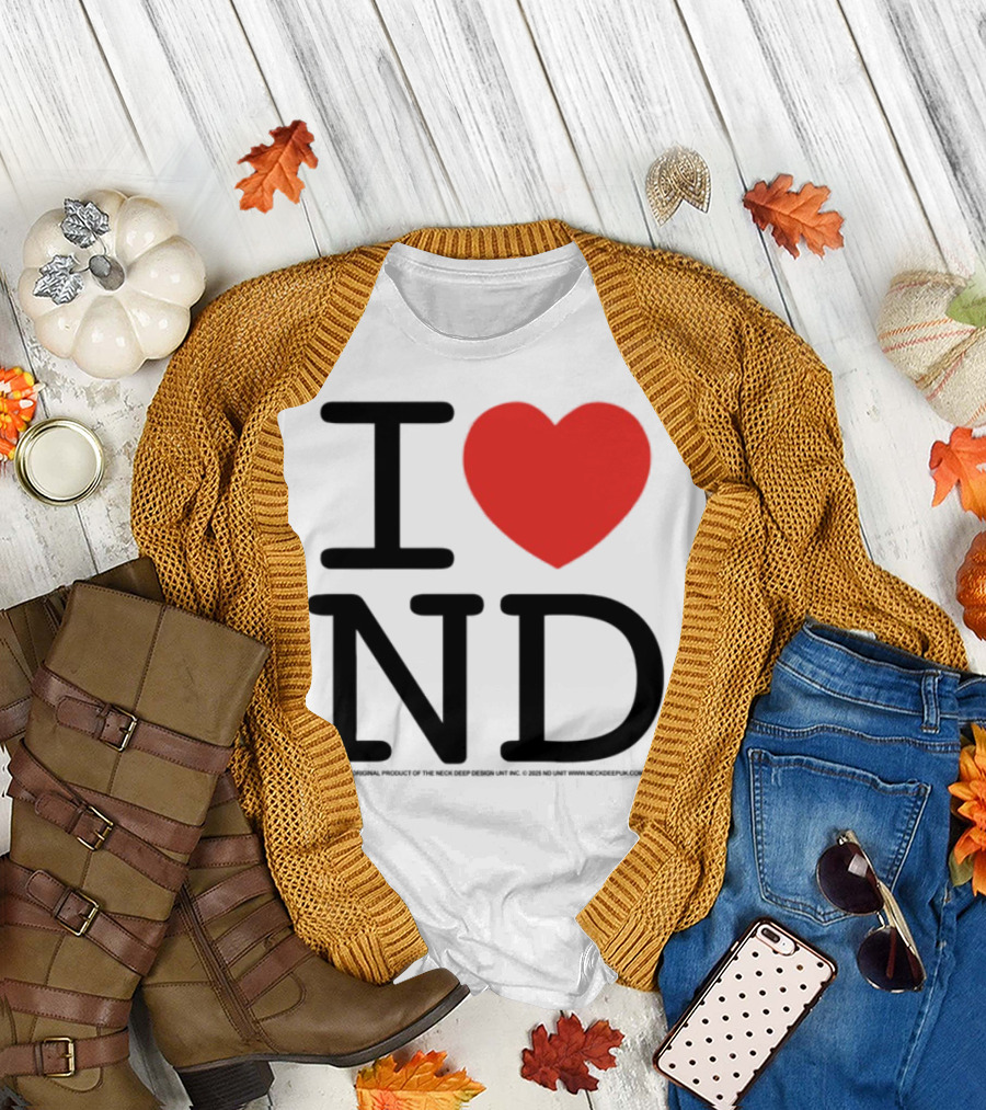 I Heart ND Red Heart Graphic T-Shirt