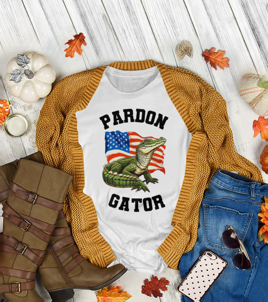 Patriotic American Flag Alligator Pardon Gator T-Shirt