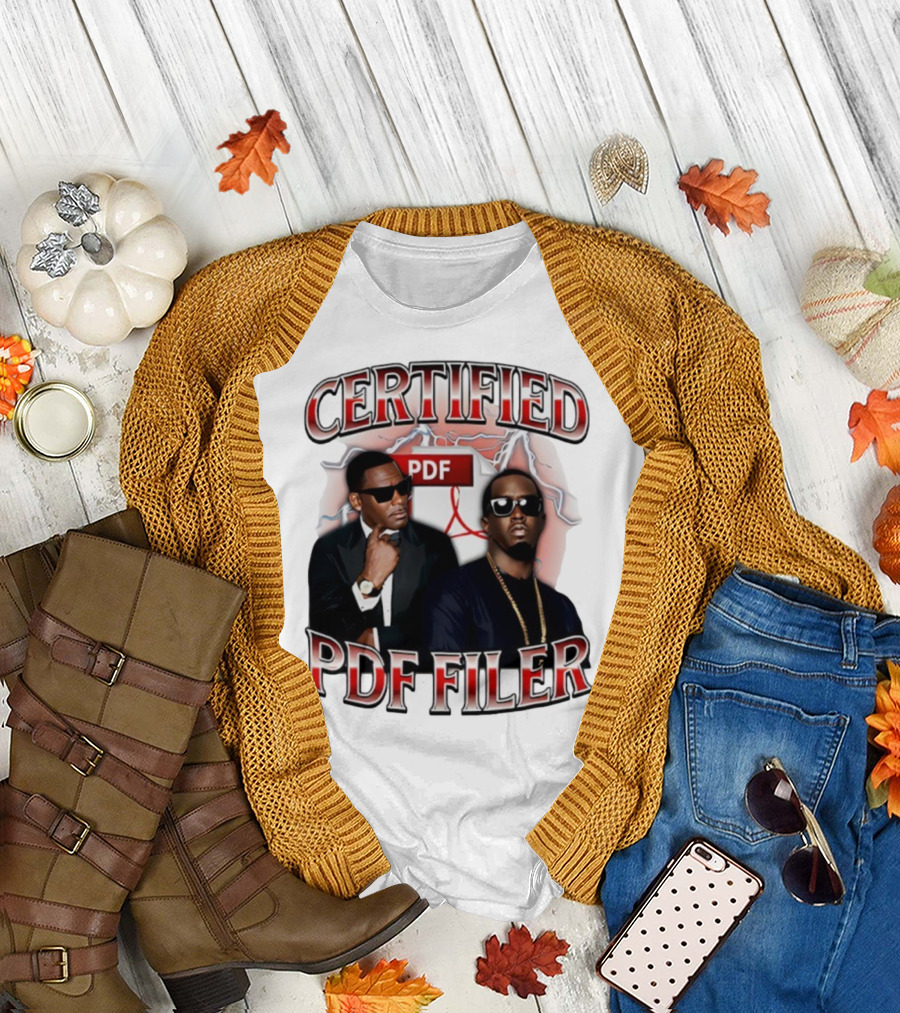 Certified PDF Filer Celebrity Parody with Suits and Sunglasses T-Shirt