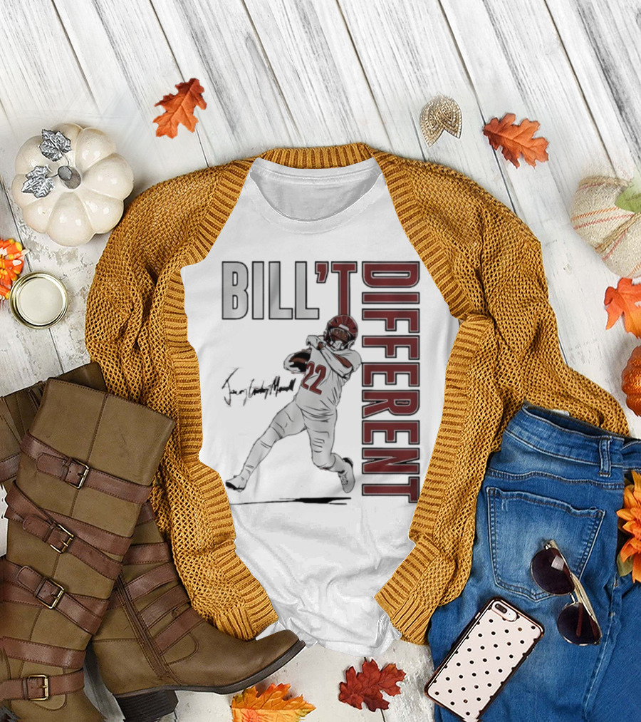 Jacory Croskey-Merritt Bill’t Different Number 22 Football Signature T-Shirt