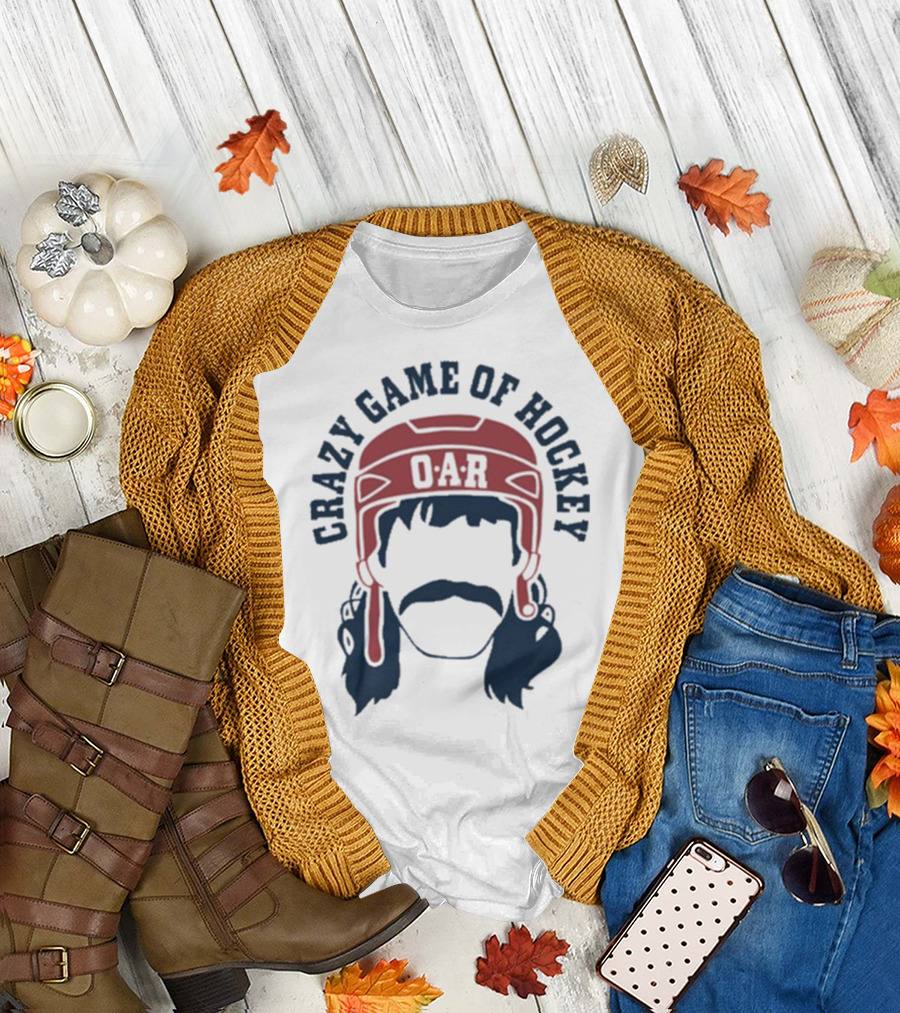 OAR Crazy Game Of Hockey Helmet Retro Style T-Shirt