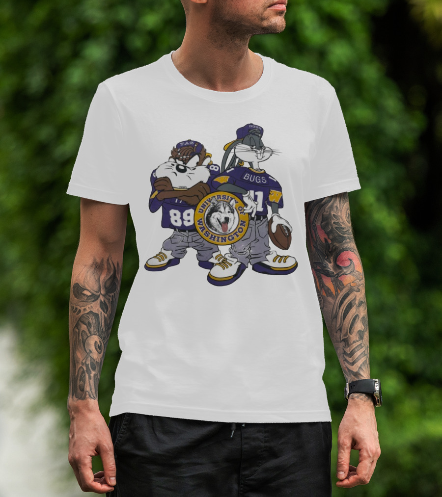 Taz And Bugs Bunny University Of Washington Huskies Football 89 11 T-Shirt
