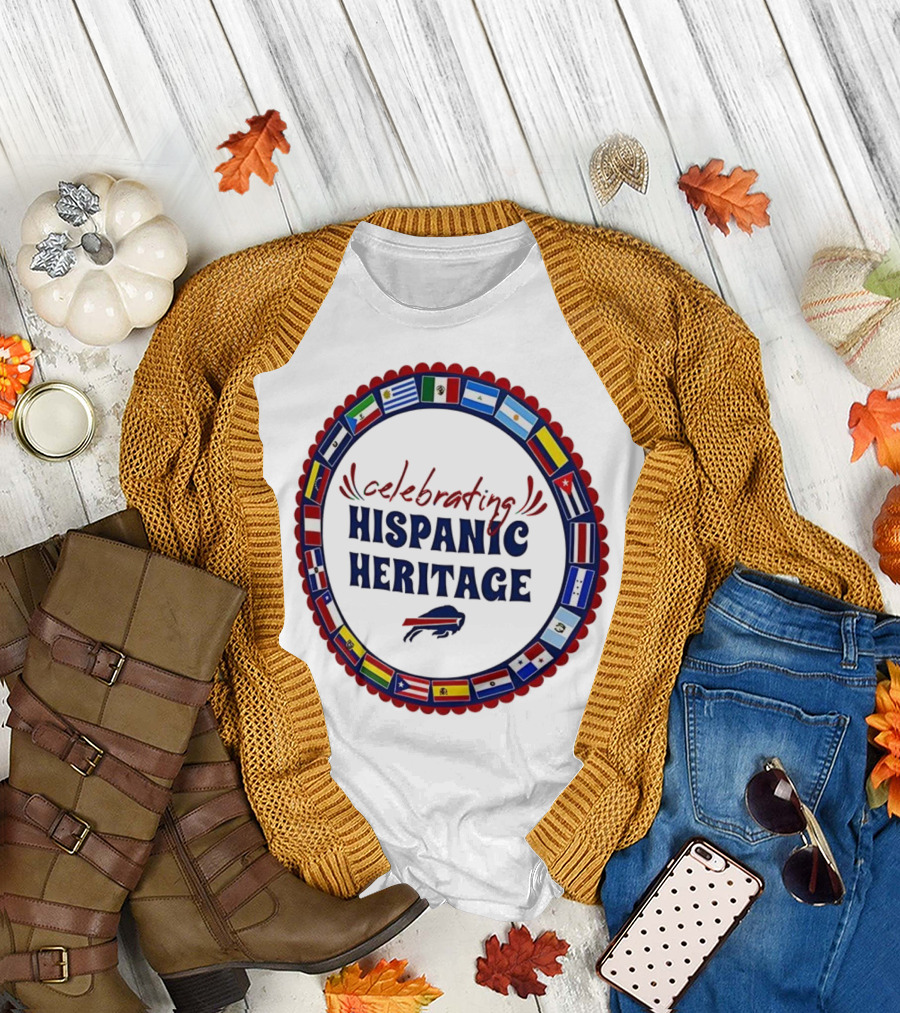 Celebrating Hispanic Heritage Buffalo Bills Flags Circle T-Shirt