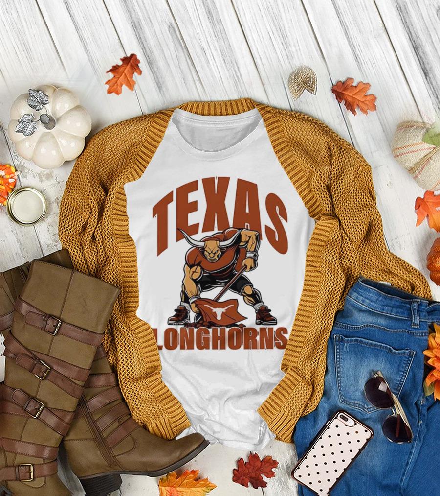 Texas Longhorns Football Youth Mascot Planting Flag T-Shirt