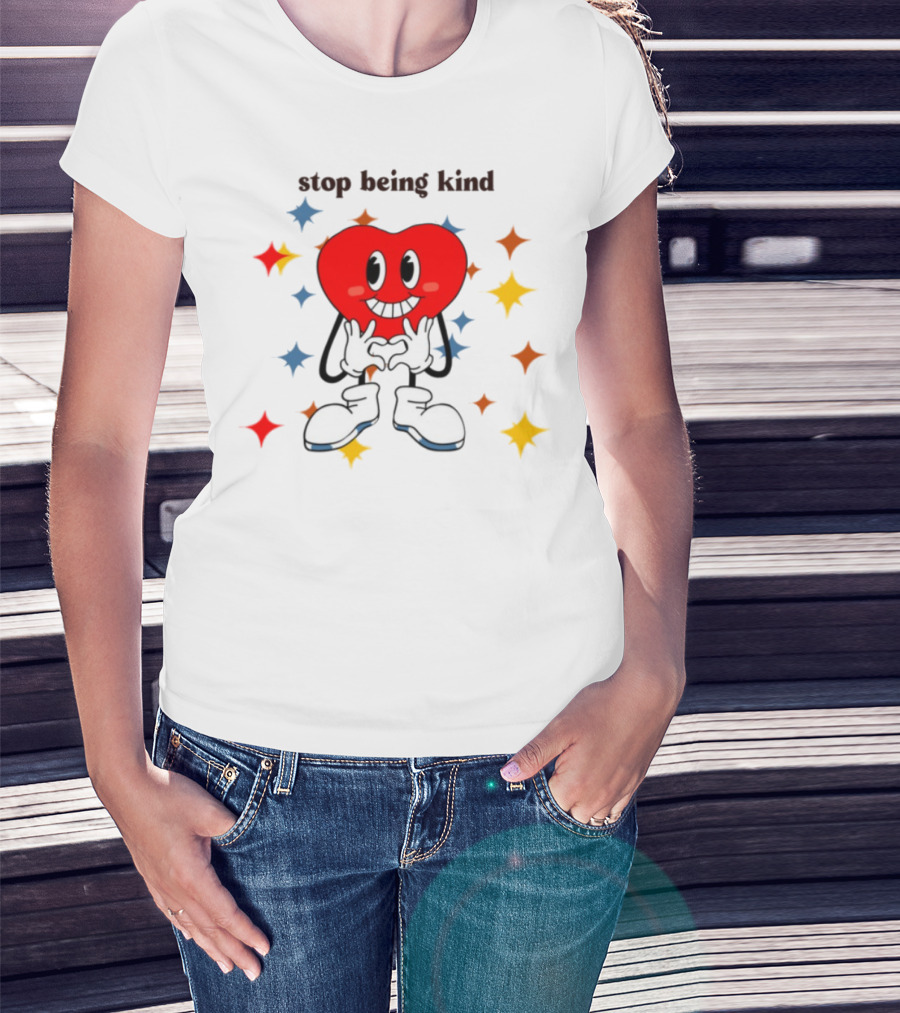 Transphobic Stop Being Kind Heart Character With Colorful Stars T-Shirt