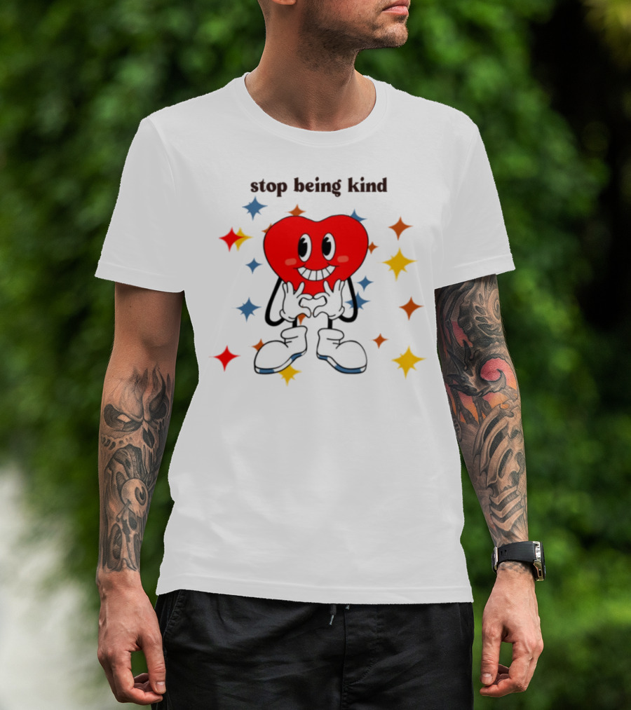 Transphobic Stop Being Kind Heart Character With Colorful Stars T-Shirt