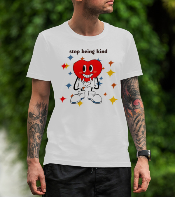 Transphobic Stop Being Kind Heart Character With Colorful Stars T-Shirt