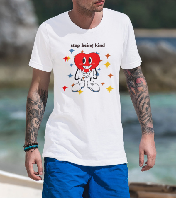 Transphobic Stop Being Kind Heart Character With Colorful Stars T-Shirt