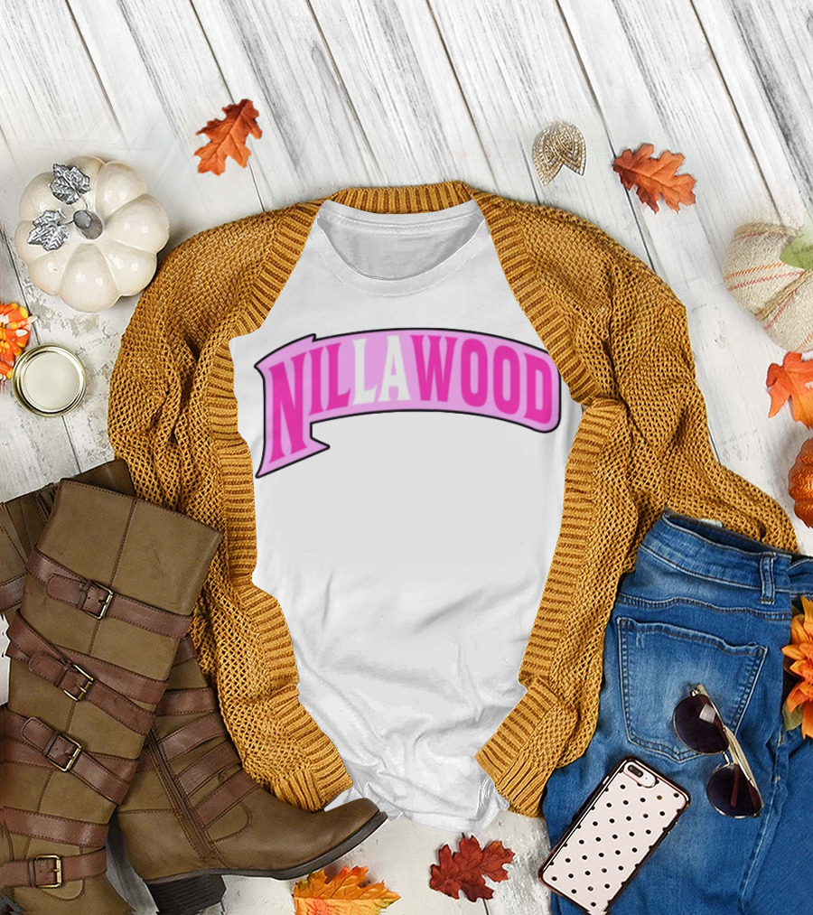 Nilla Allin Nillawood Pink Arch Text T-Shirt