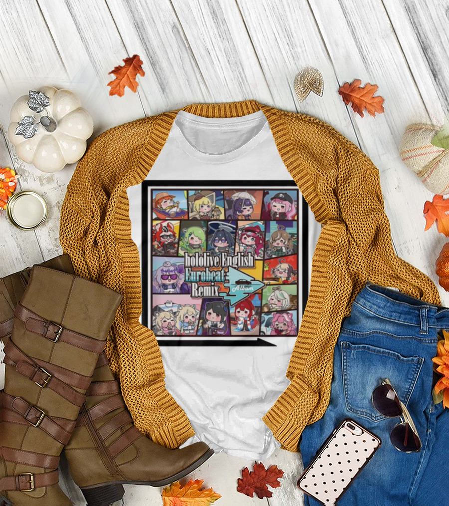 Hololive English Eurobeat Remix Album Characters Compilation T-Shirt