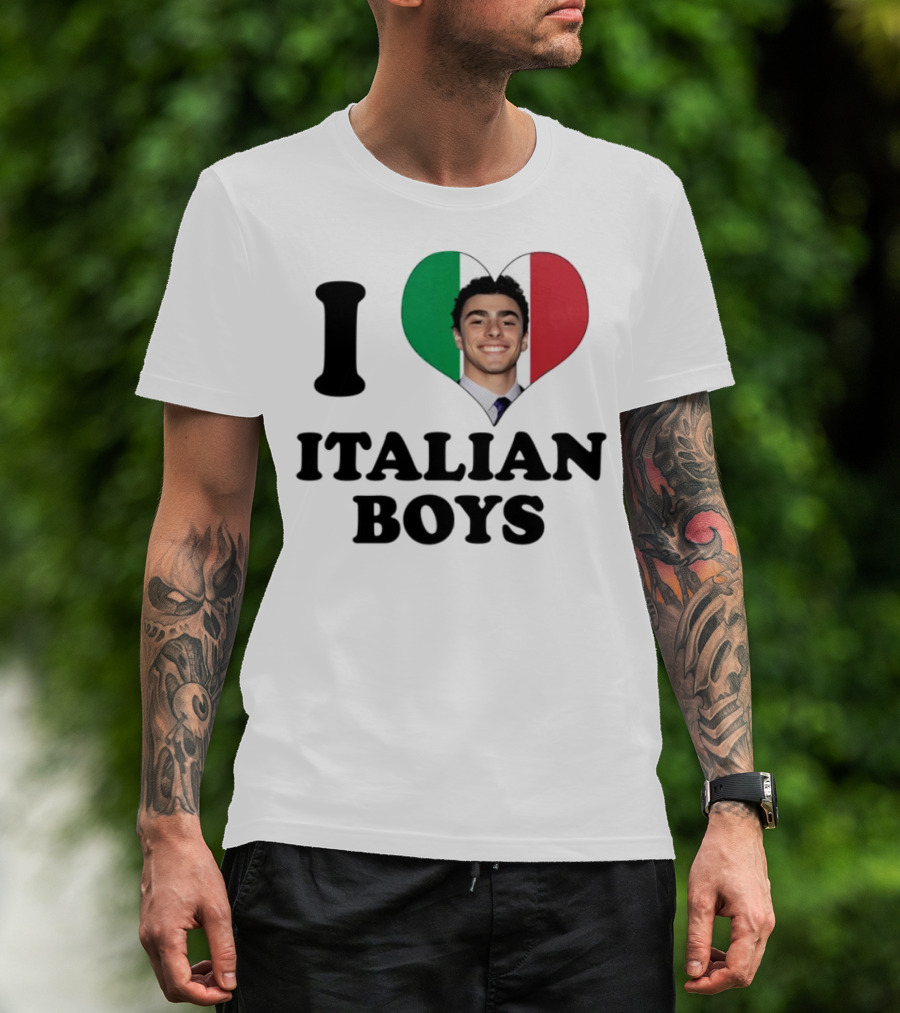Luici Mangione I Love Italian Boys Heart Italy Flag T-Shirt
