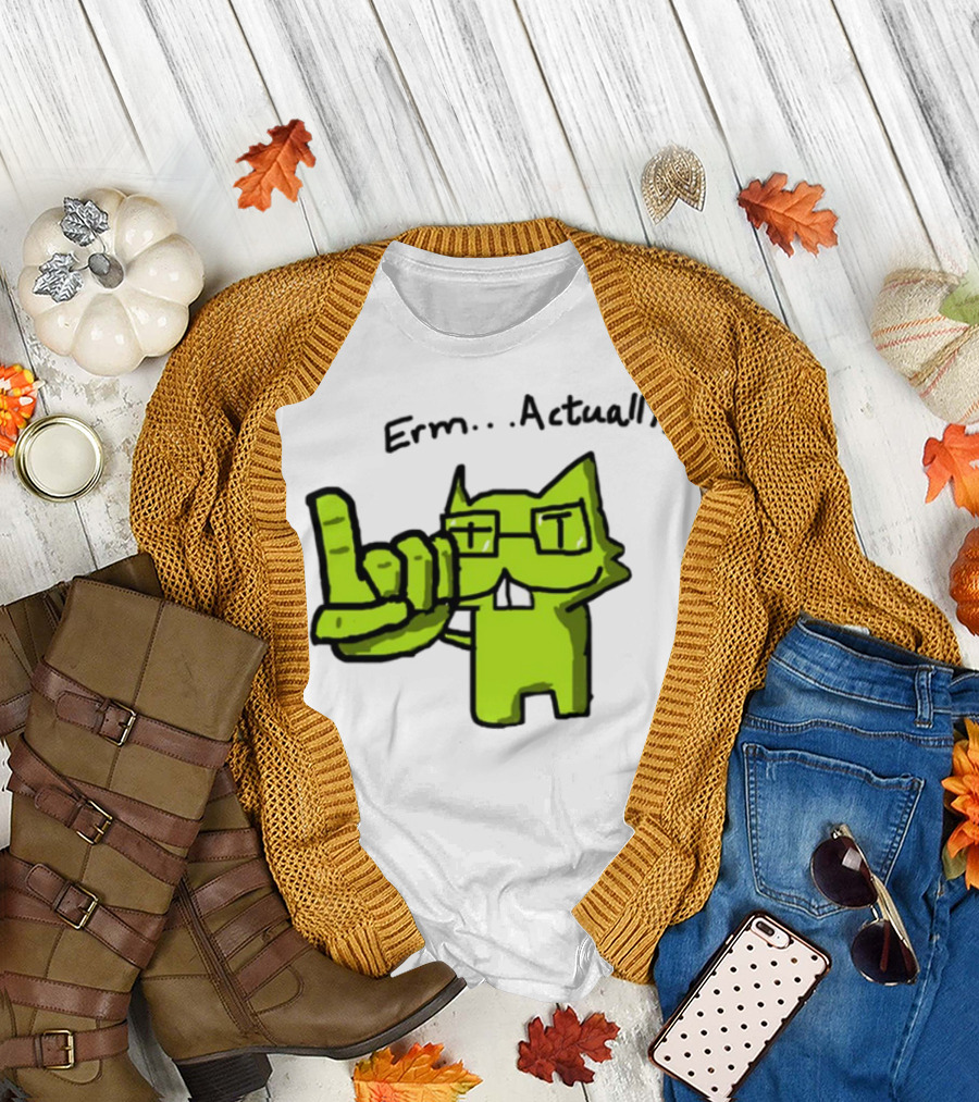 Errr... Actually Nerd Pixel Cat T-Shirt