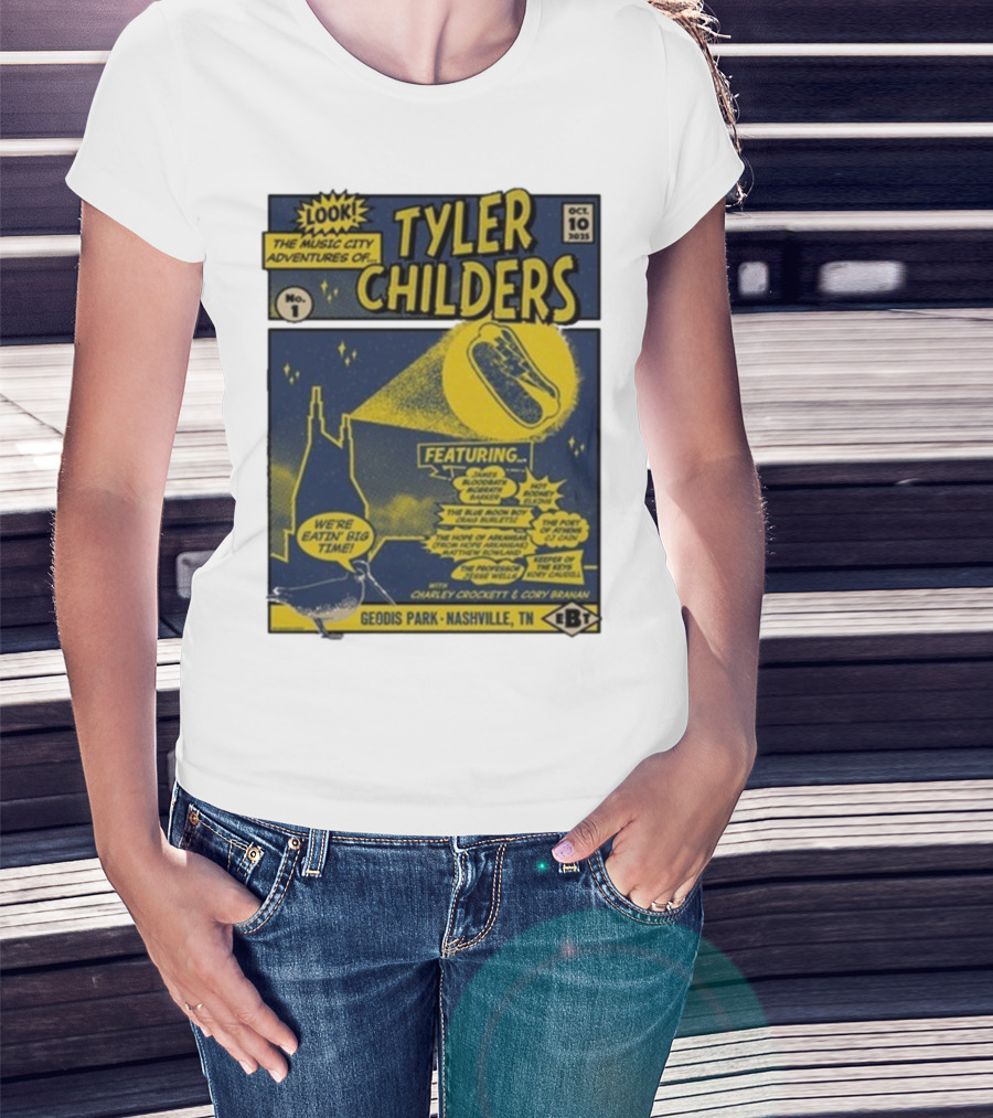 The Music City Adventures Of Tyler Childers Geodis Park Nashville TN October 10 2025 Featuring Charley Crockett Cory Branan T-Shirt