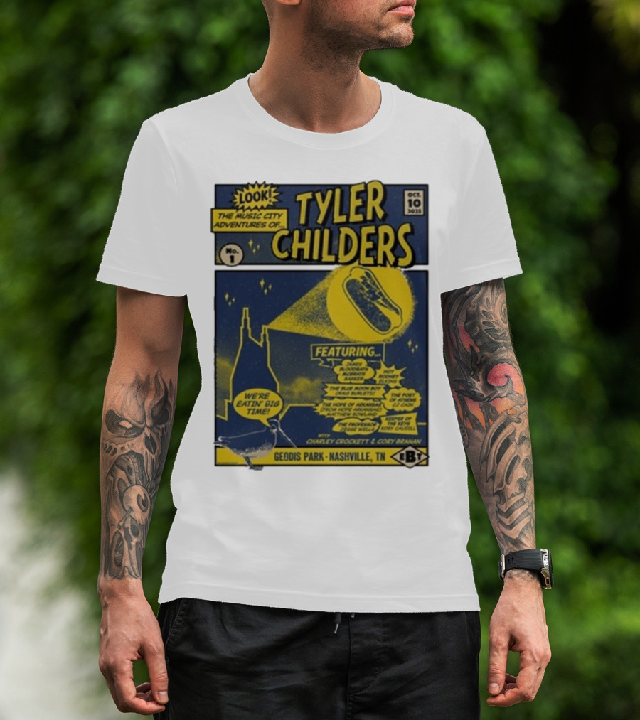 The Music City Adventures Of Tyler Childers Geodis Park Nashville TN October 10 2025 Featuring Charley Crockett Cory Branan T-Shirt