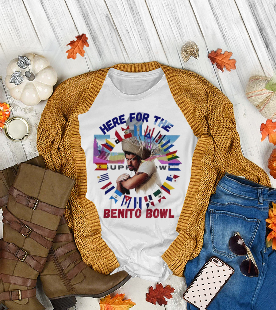 Here for the Benito Bowl Super Bowl Flag Circle T-Shirt