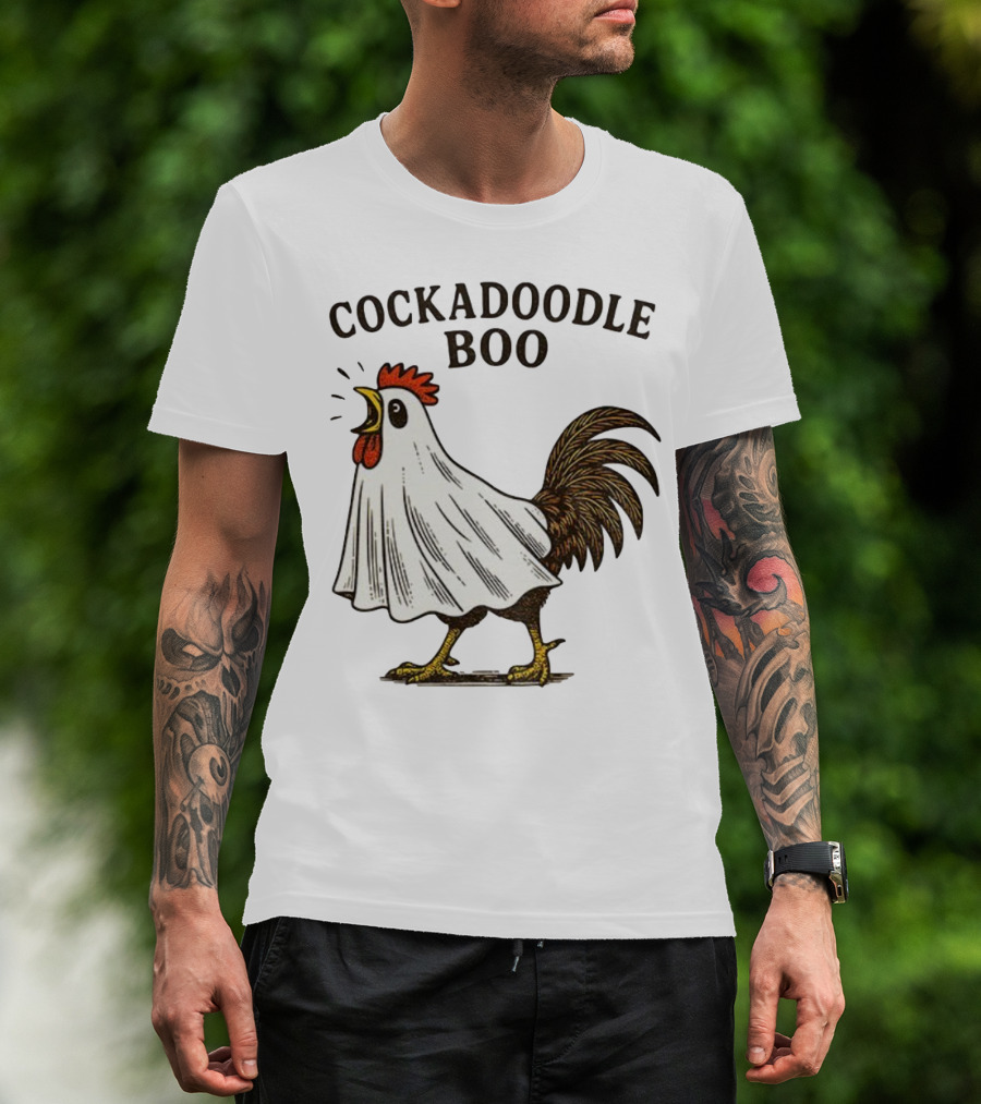 Cockadoodle Boo Ghost Rooster Halloween 2025 T-Shirt