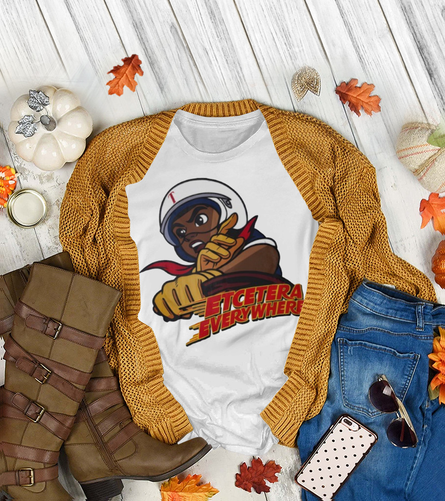 Etcetera Everywhere Racing Style Graphic with Determined Character T-Shirt