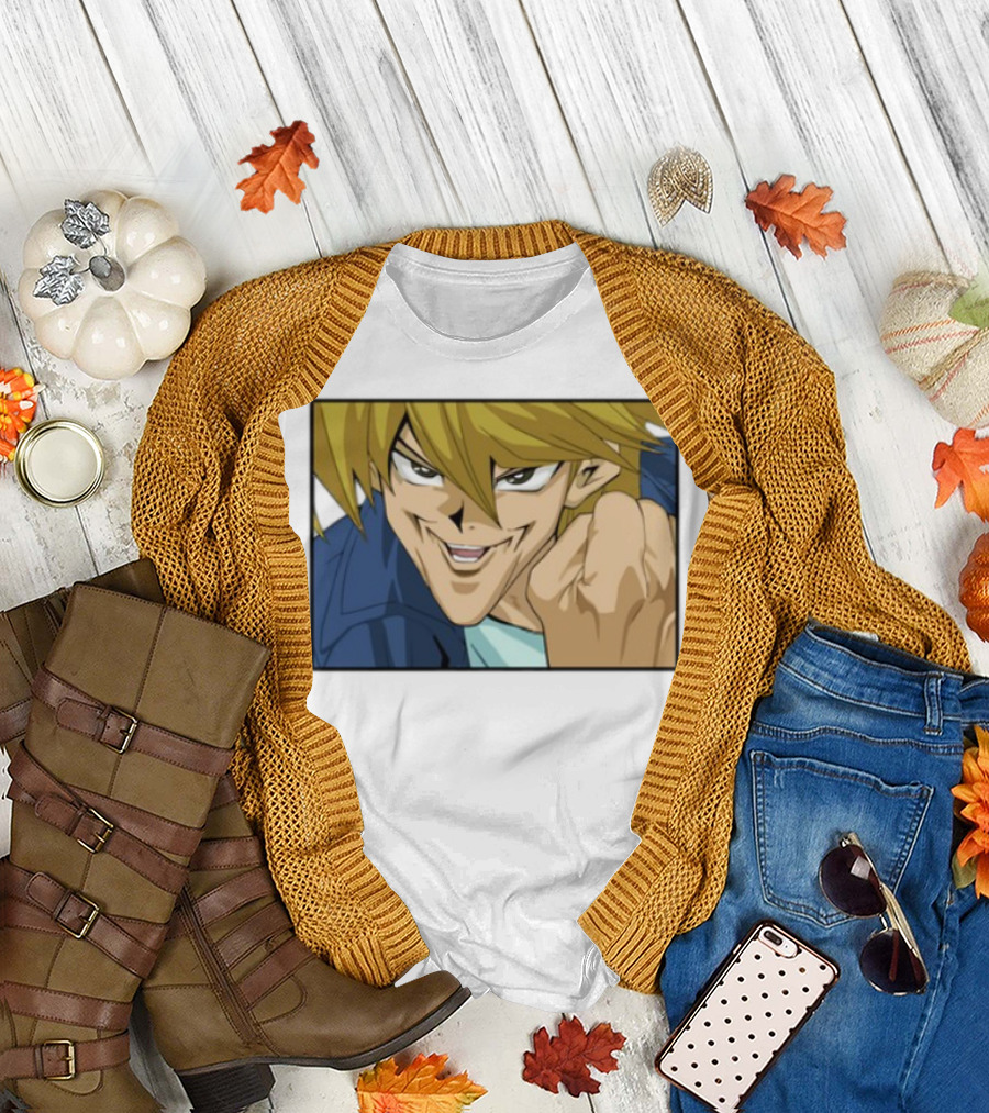 Joey Wheeler Anime Character Fist Pump Enthusiastic Expression T-Shirt