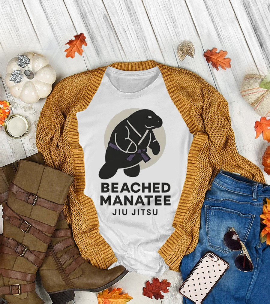 Beached Manatee Jiu Jitsu Black Belt Martial Arts Humor T-Shirt