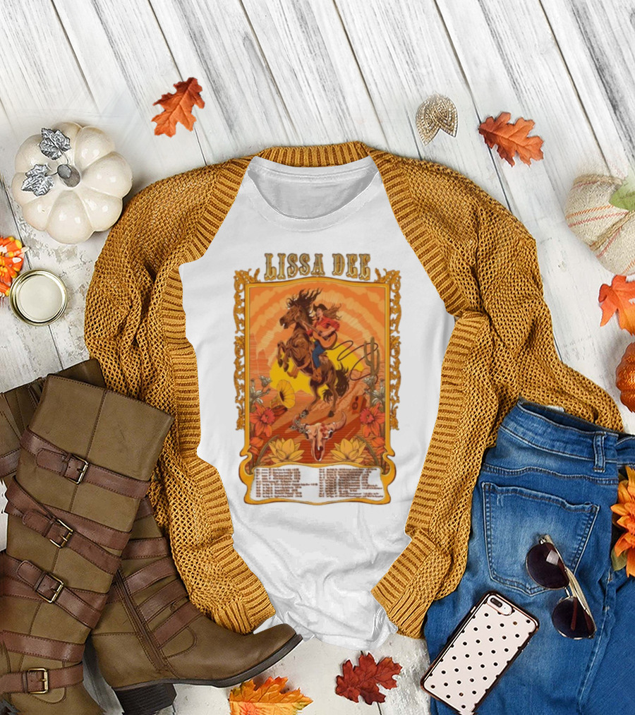 Lissa Dee Horseback Rider Guitar Sunset October November December Tour 2025 T-Shirt