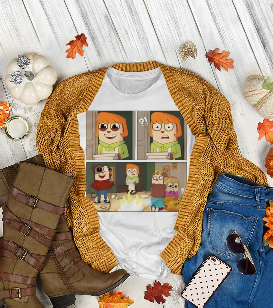 Maxdesignpro Cartoon Pizza Delivery Surprise Comic Strip T-Shirt