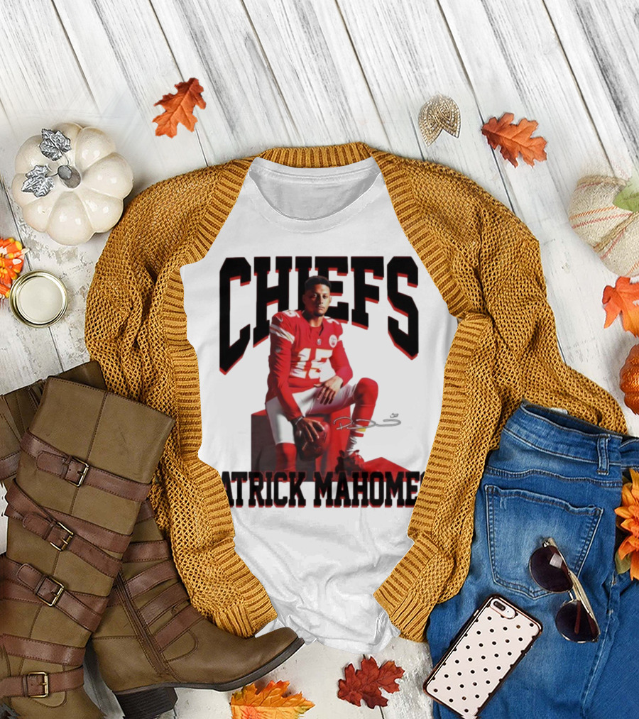 Patrick Mahomes Chiefs Signature Football Number 15 Kansas City T-Shirt