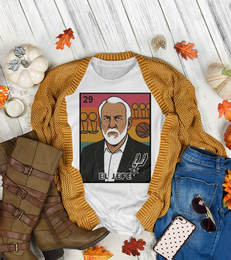 Porvida Popovich El Jefe San Antonio Spurs 29 Trophy T-Shirt