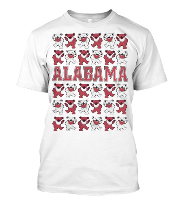Alabama Crimson Tide Grateful Dead Bears Pattern T-Shirt