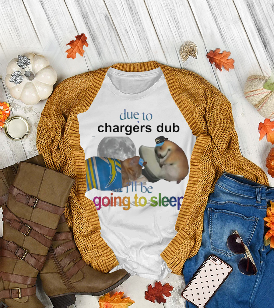 Chargers Dub Cats Sleeping Under Moon Going to Sleep T-Shirt