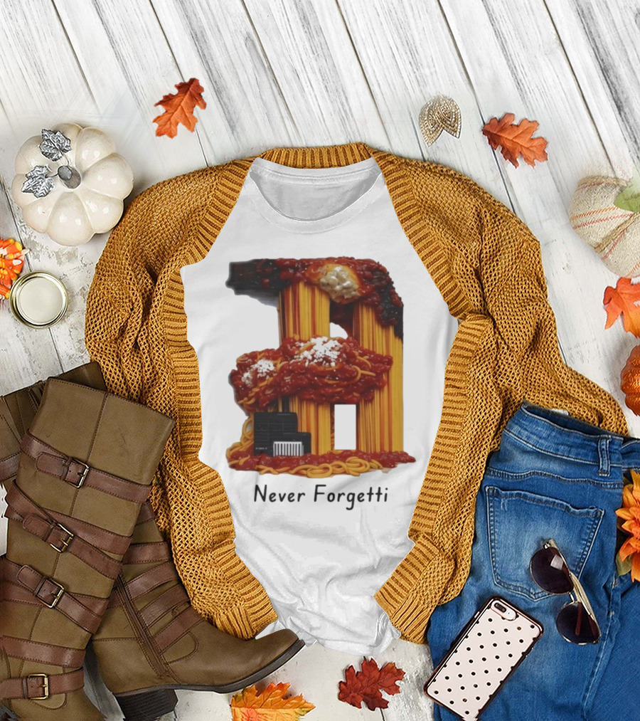 Never Forgetti Spaghetti 9/11 Memory Loss Awareness T-Shirt