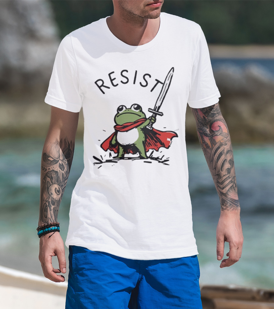 Portland Frog Resist Sword Cape T-Shirt