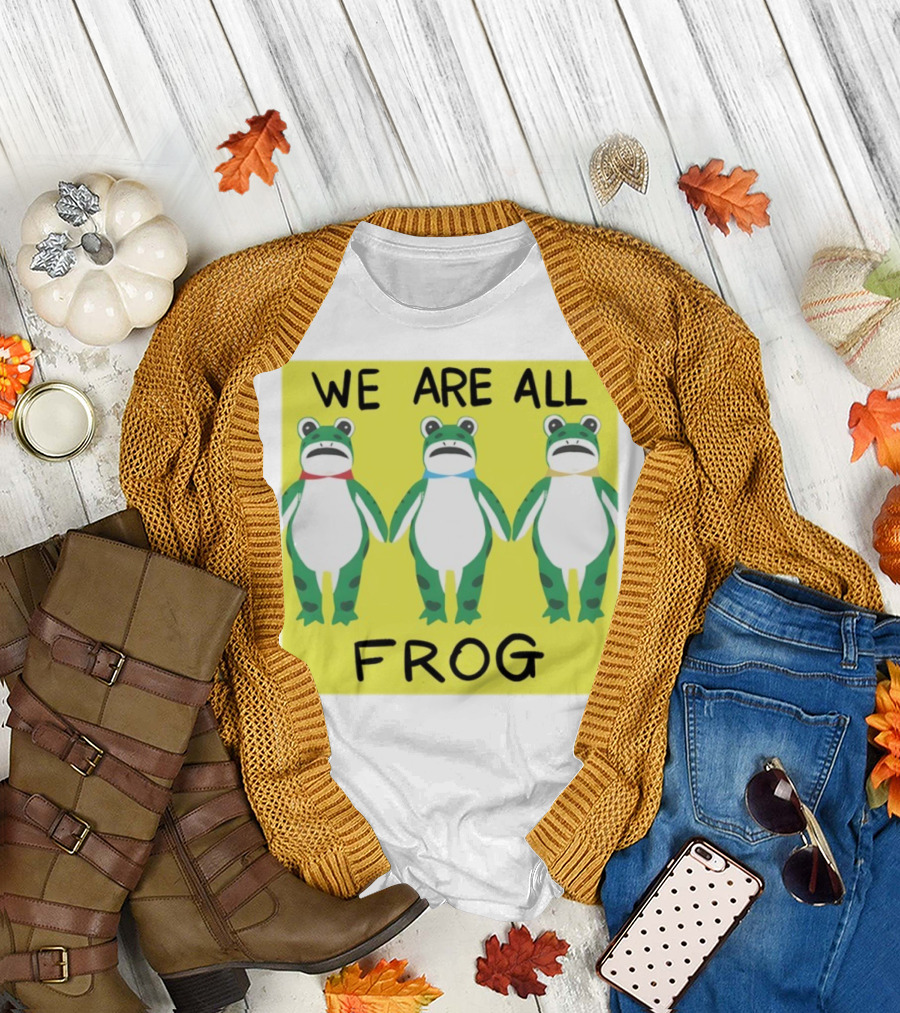 Portland Frog We Are All Frog Trio Colorful Cartoon Style T-Shirt