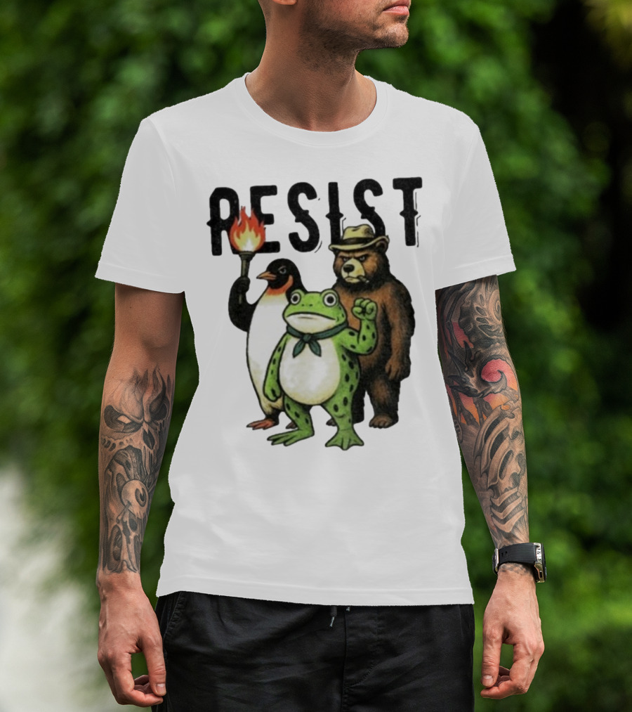 Resist Portland Frog Penguin Bear Abolish Ice T-Shirt