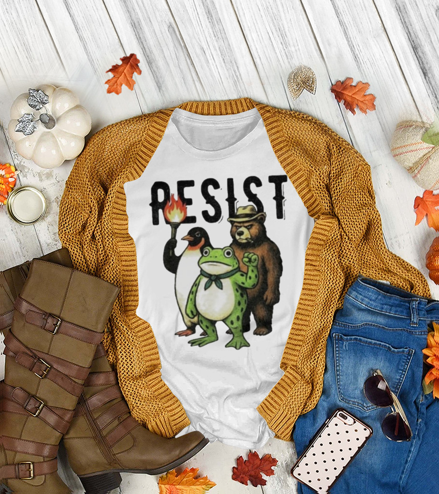 Resist Portland Frog Penguin Bear Abolish Ice T-Shirt