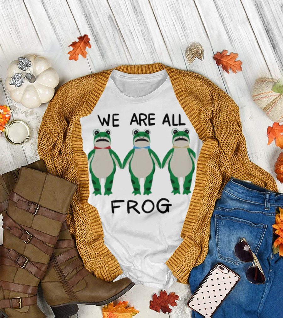 We Are All Frog Portland Trio Fun Quirky Green Frog Characters T-Shirt