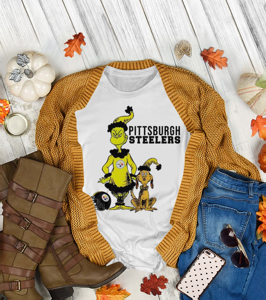 Grinch Max Pittsburgh Steelers Football Christmas Collaboration T-Shirt