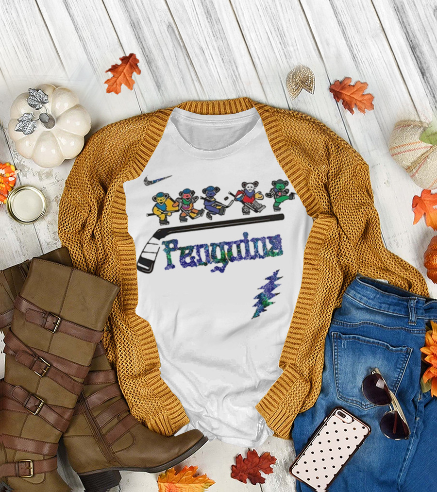 Nike Pittsburgh Penguins Grateful Dead Night 2025 NHL Hockey Bears T-Shirt