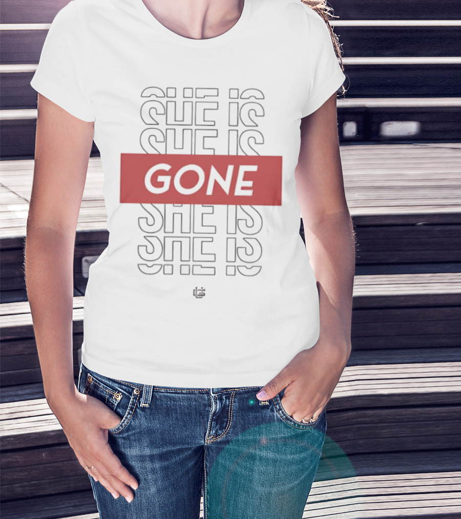 She Is Gone Bold Statement Red Highlight Repeat T-Shirt