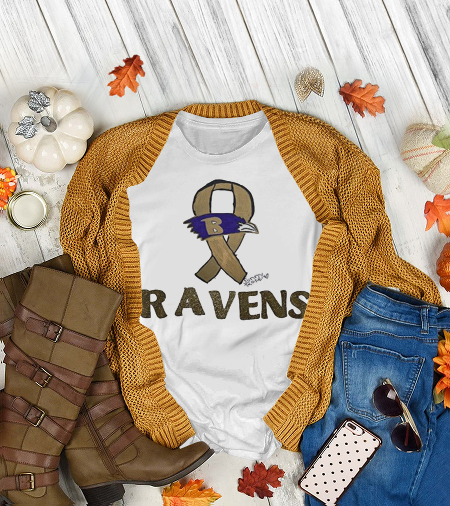 Baltimore Ravens Crucial Catch Breast Cancer Awareness 2025 Ravens Ribbon Logo T-Shirt