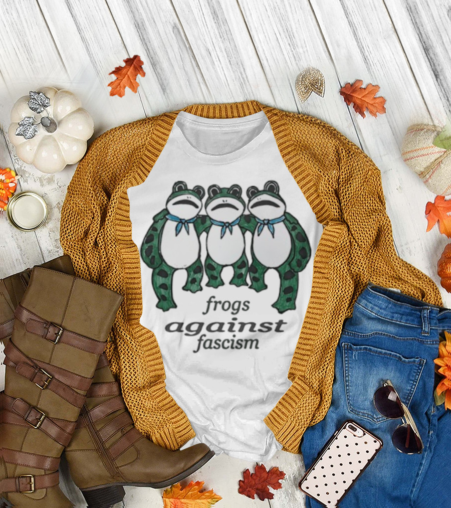 Frogs Against Fascism Three Frogs United in Harmony T-Shirt