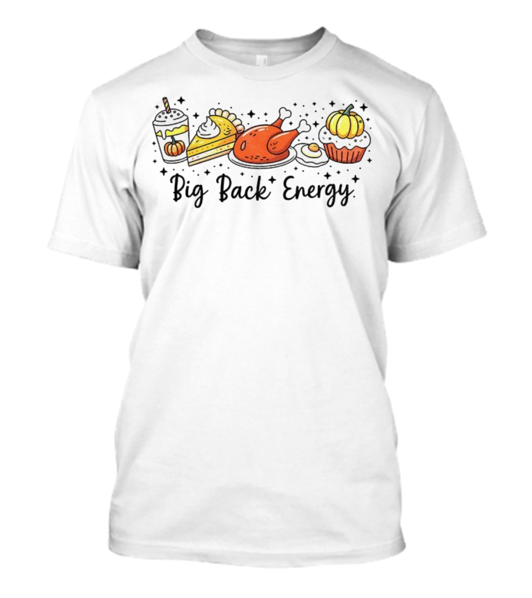 Big Back Energy Thanksgiving Food Vintage Retro Pumpkin Turkey Pie Halloween T-Shirt