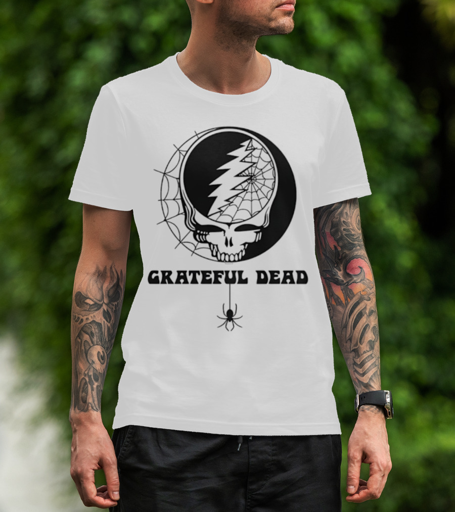 Grateful Dead Steal Your Face Spiderweb Skull Halloween T-Shirt