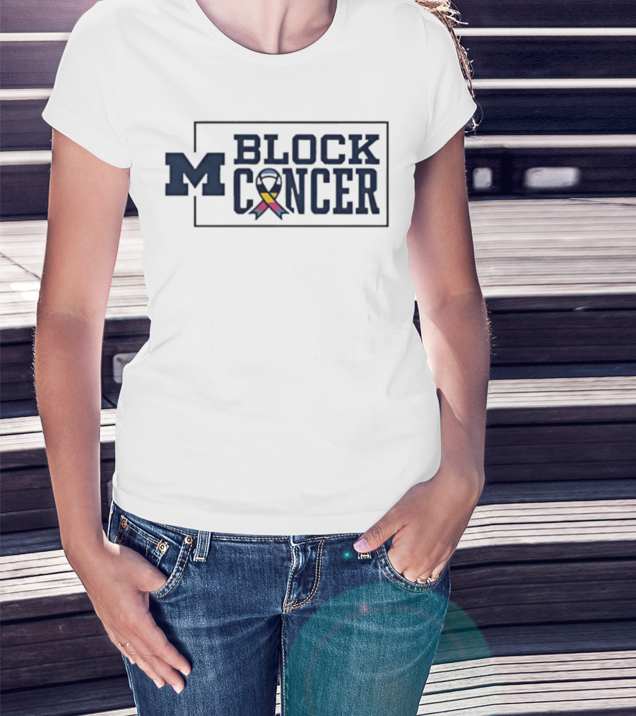 Michigan Block Cancer 2025 Football T-Shirt