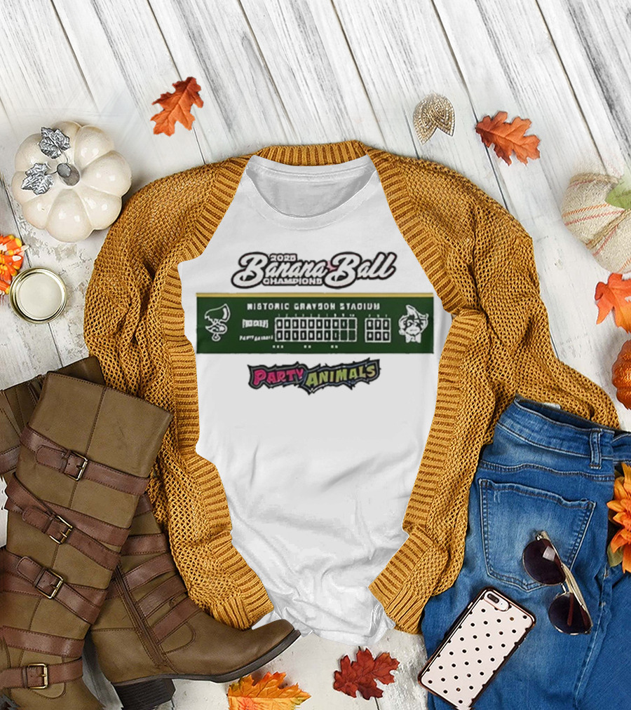 2025 Banana Ball Champions Historic Grayson Stadium Party Animals T-Shirt