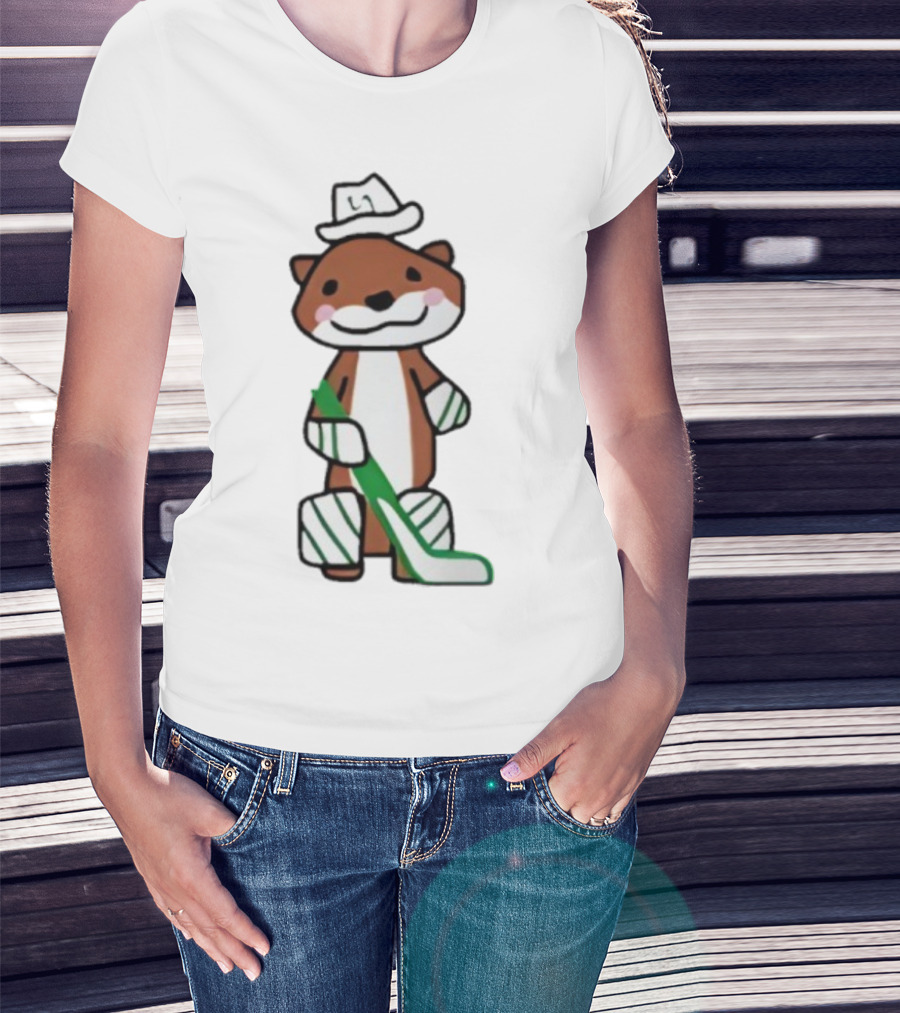 Thomas Harley Otter Hockey Player With Hat And Stick T-Shirt