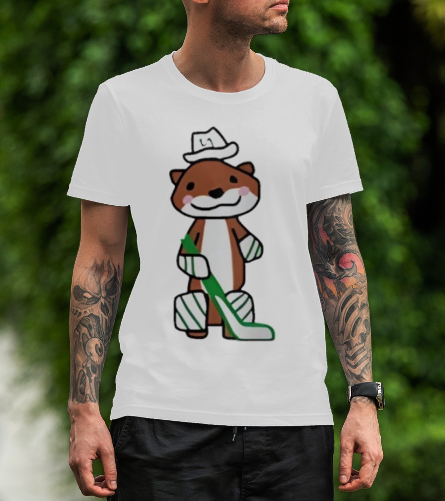 Thomas Harley Otter Hockey Player With Hat And Stick T-Shirt