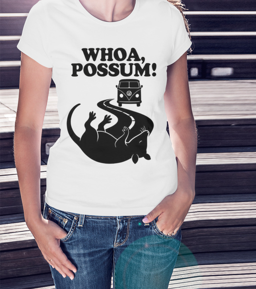 Whoa Possum Vintage Van Opossum Road Trip T-Shirt