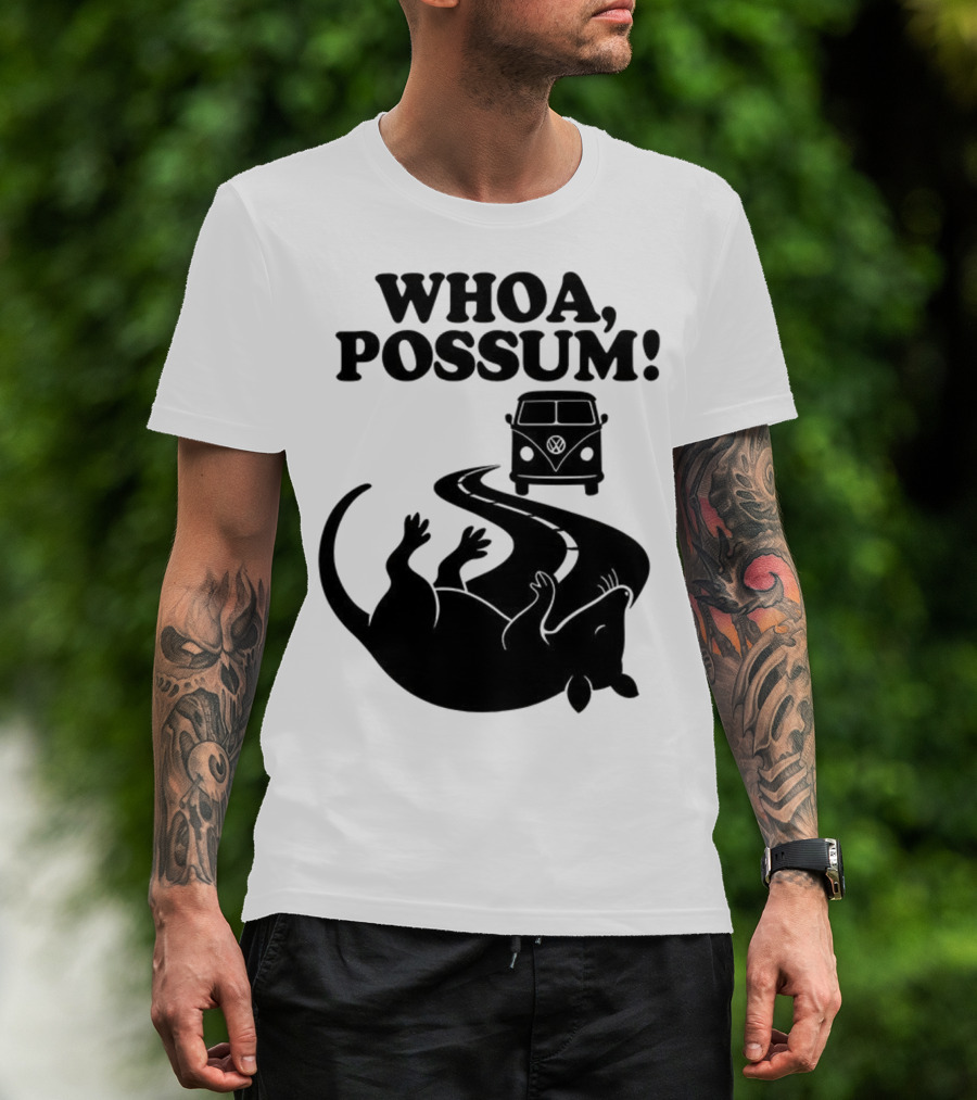Whoa Possum Vintage Van Opossum Road Trip T-Shirt