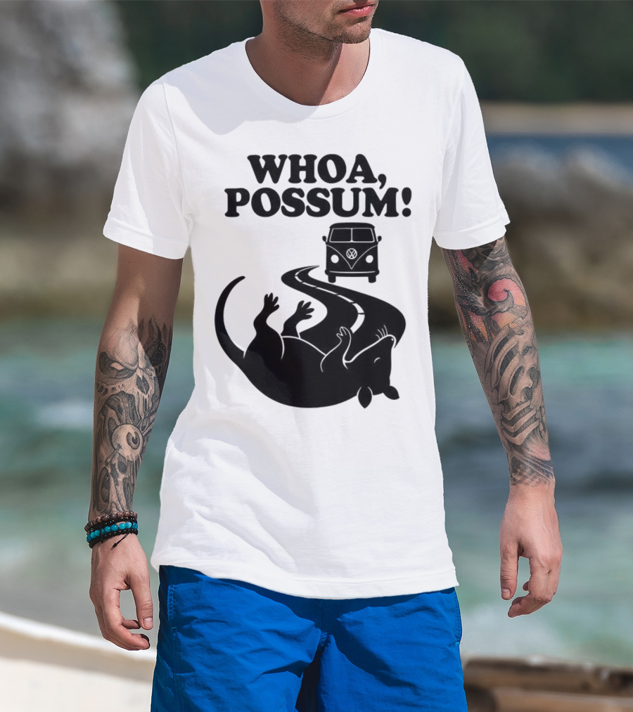 Whoa Possum Vintage Van Opossum Road Trip T-Shirt